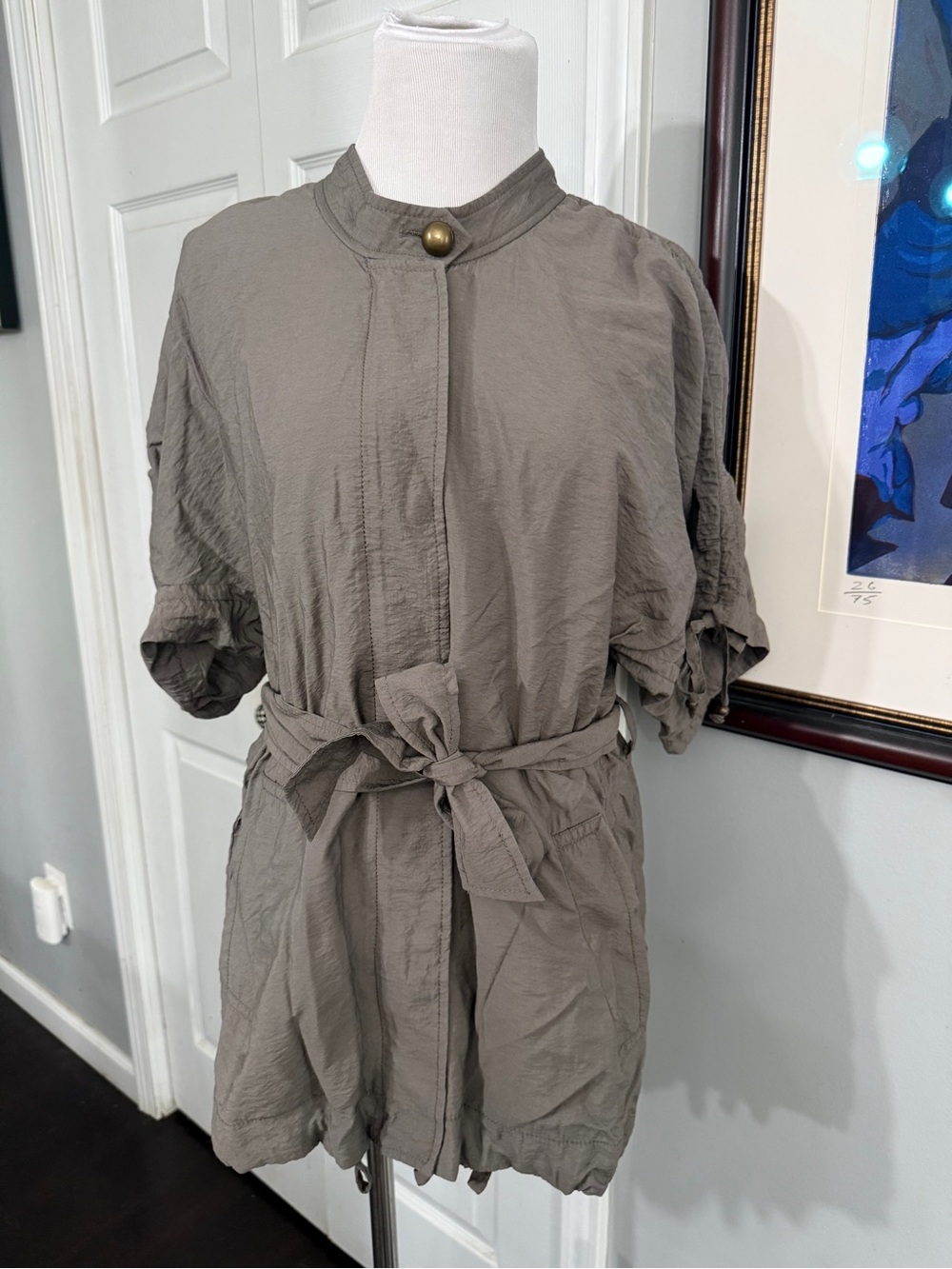 Club Monaco Taupe Utility Jacket with Self Tie